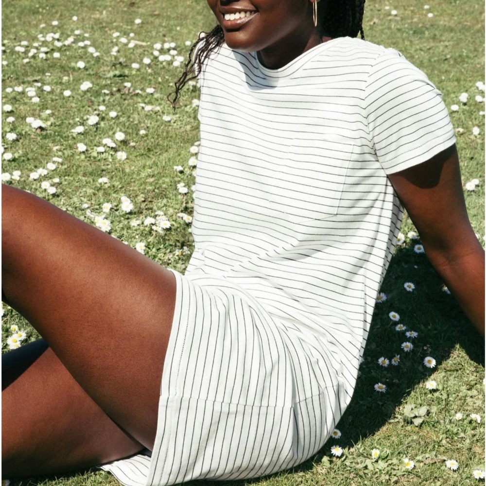 Thread and Supply Black and White Striped Tshirt dress, Size medium